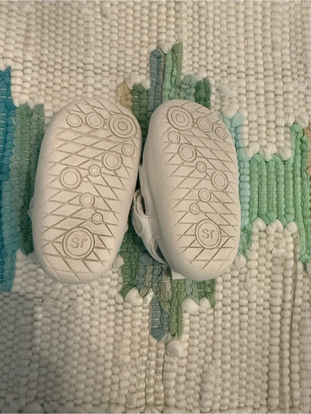 Stride Rite White Baby Walker Sandals with Hook-and-Loop Strap